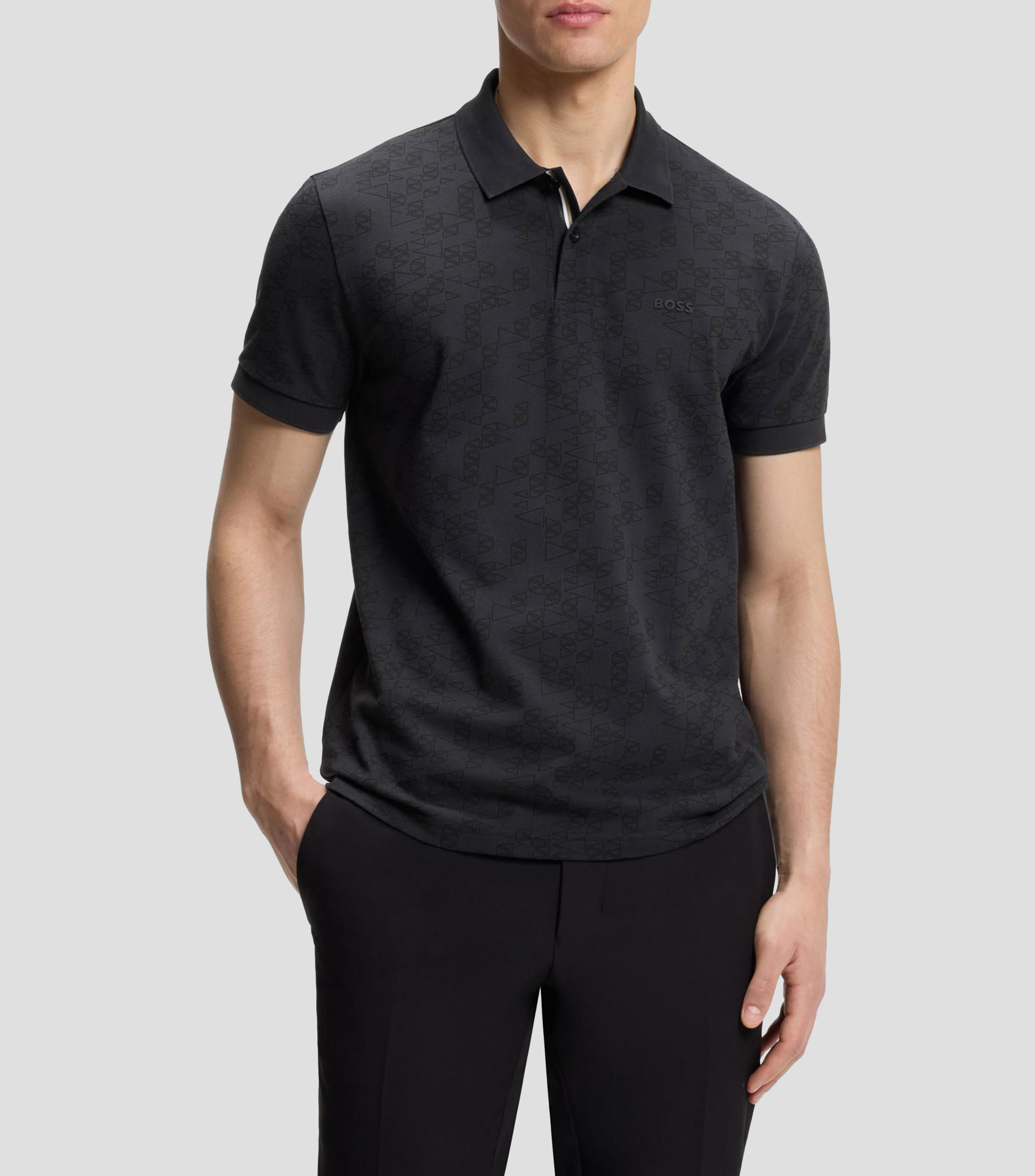 Playera tipo polo de piqué de algodón con estampado integral Hombre